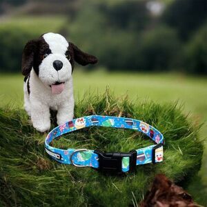 NWOT New Loyal Sunny Pet Dog Collar w/ Buckle Blue Desserts Design M/L